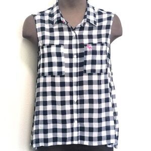 NWT ABERCROMBIE SHEER SLEVELESS BUTTON TOP SZ.M